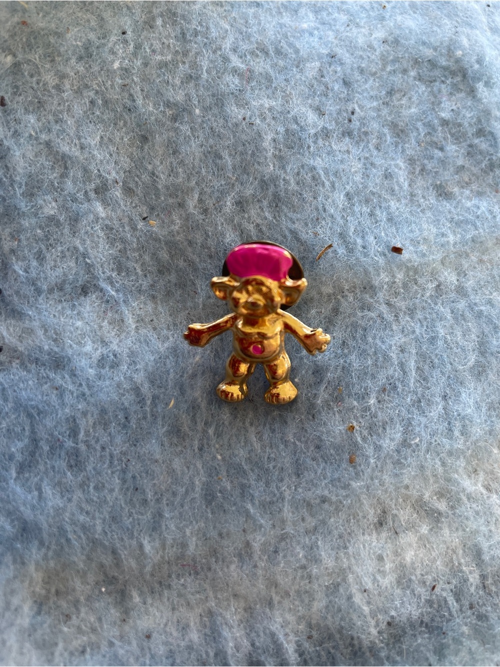 Gold-tone Kids Enamel Troll Pin - Pink Accent